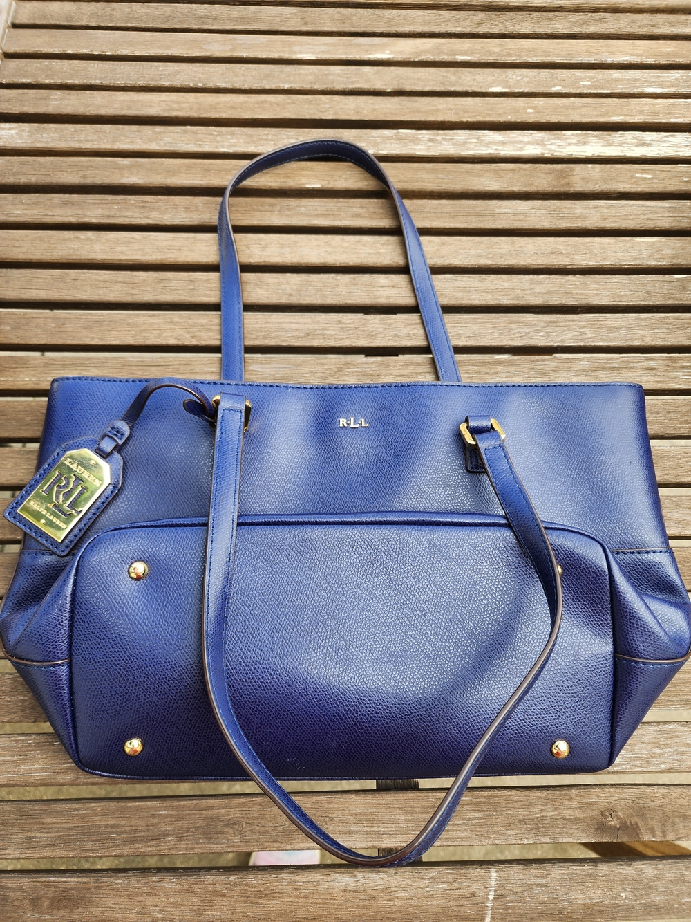 Lauren Ralph Lauren Royal Blue Leather Shoulder Bag